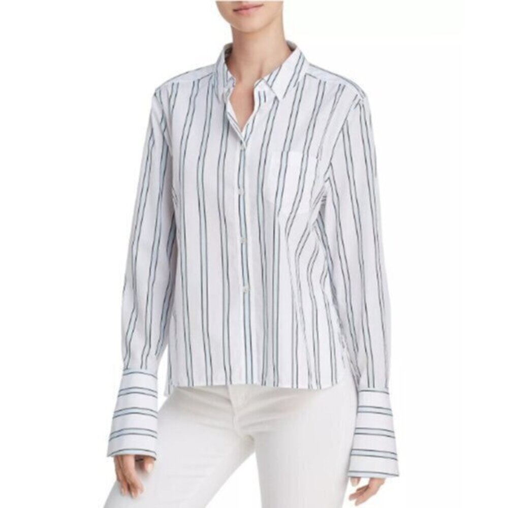 Equipment Femme 'Huntley' Striped Long Sleeve Button Down Shirt Size Large